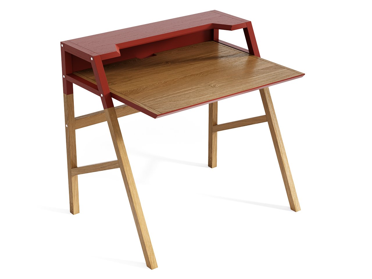 Компьютерный стол с полкой коричневый с красным Youk THE IDEA  210618 Коричневый  - Вид №1