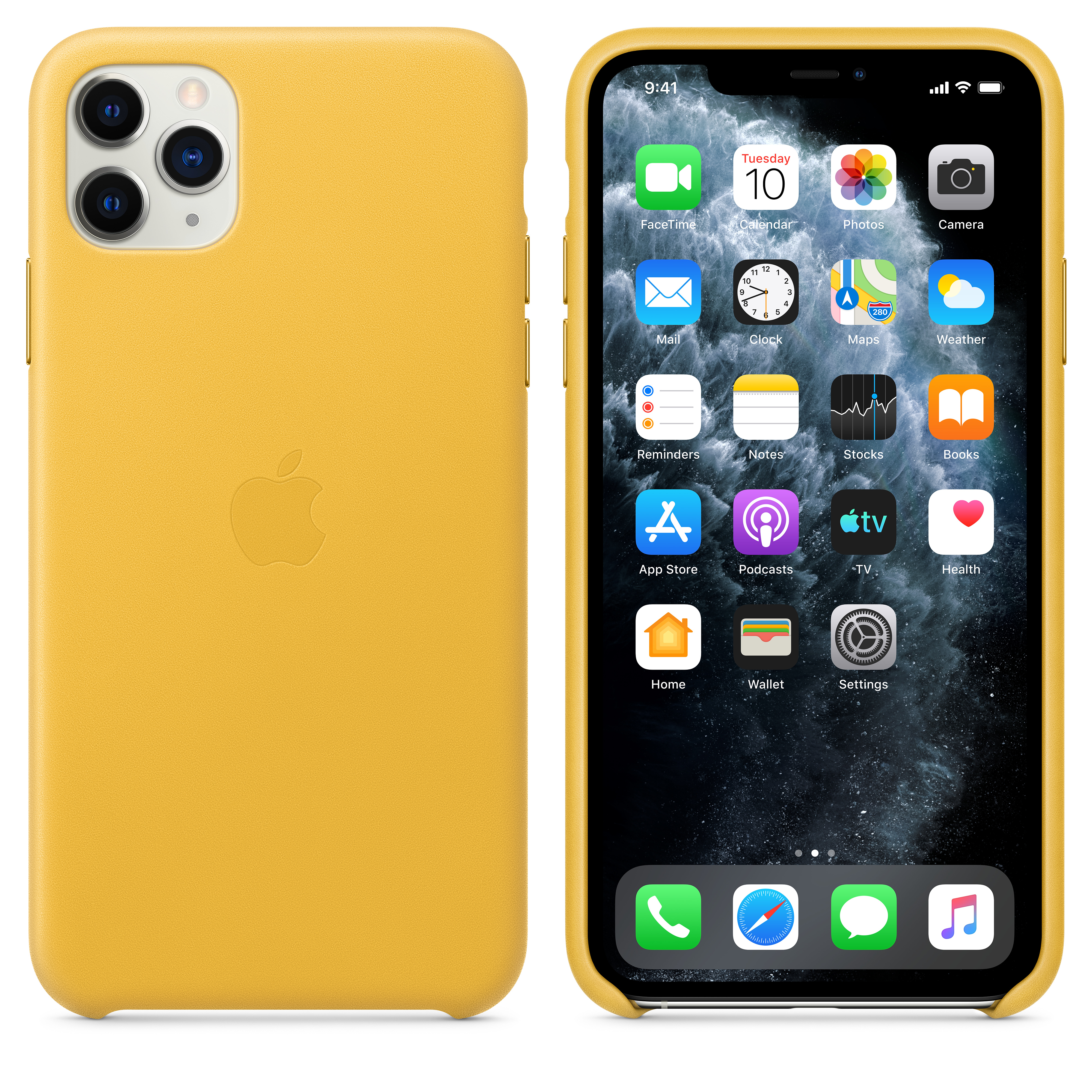 MX0A2ZM/A Iphone 11 pro max leather case - meyer lemon Apple Santreyd  - Вид №4