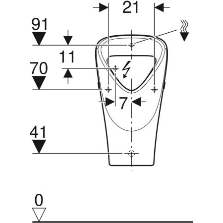 501.665.00.8 Geberit Renova Urinal trigonal, Zulauf von hinten, Abgang nach hinten oder unten Geberit  - Вид №3