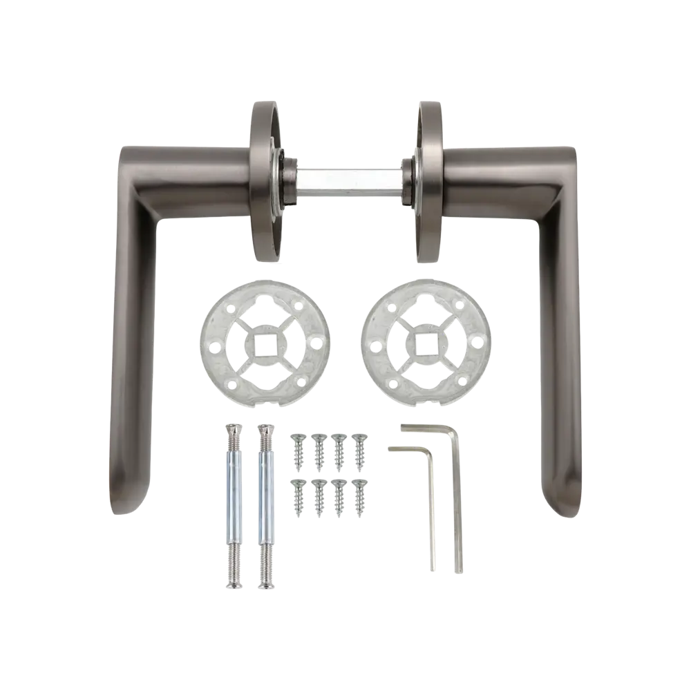 Дверная ручка на розетке KREAFORTA Шуя без запирания цвет графит STLM-2106265 - Вид №1