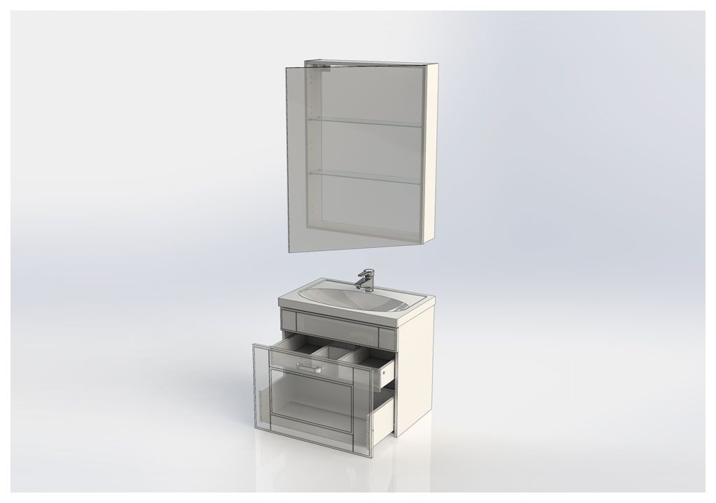 Мебель для ванной Aquanet Рондо 70 белый (1 ящик, зеркало камерино) 00195698 - Вид №3