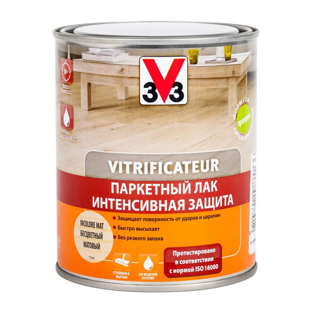 Лак паркетный V33 водный прозрачный 0.75 л STLM-2116318