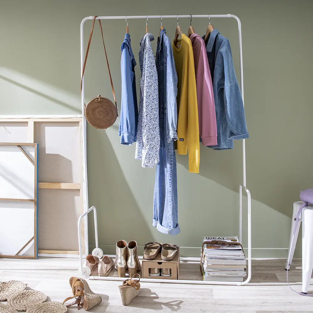 Вешалка напольная Spaceo 100x160x40 см металл цвет белый STLM-2013940 - Вид №5