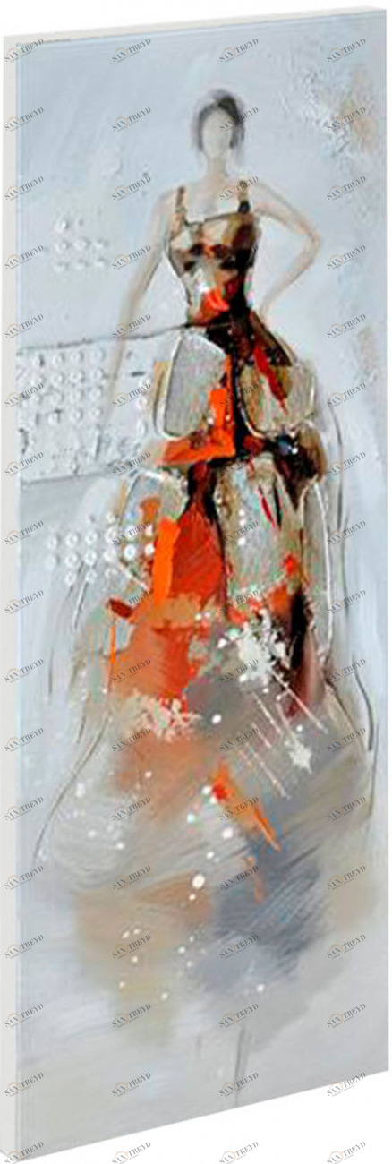 Картина на холсте 140х70 см "Девушка в красном" EVENHOME КАРТИНЫ МАСЛОМ 129724 Бежевый;красный;серый;разноцветный 