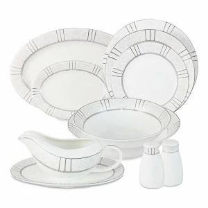 Сервиз обеденный фарфоровый белый с серебром на 12 персон, 50 предметов "Шенонсо" ANNA LAFARG EMILY ШЕНОНСО 00-3946644 Белый;серебро