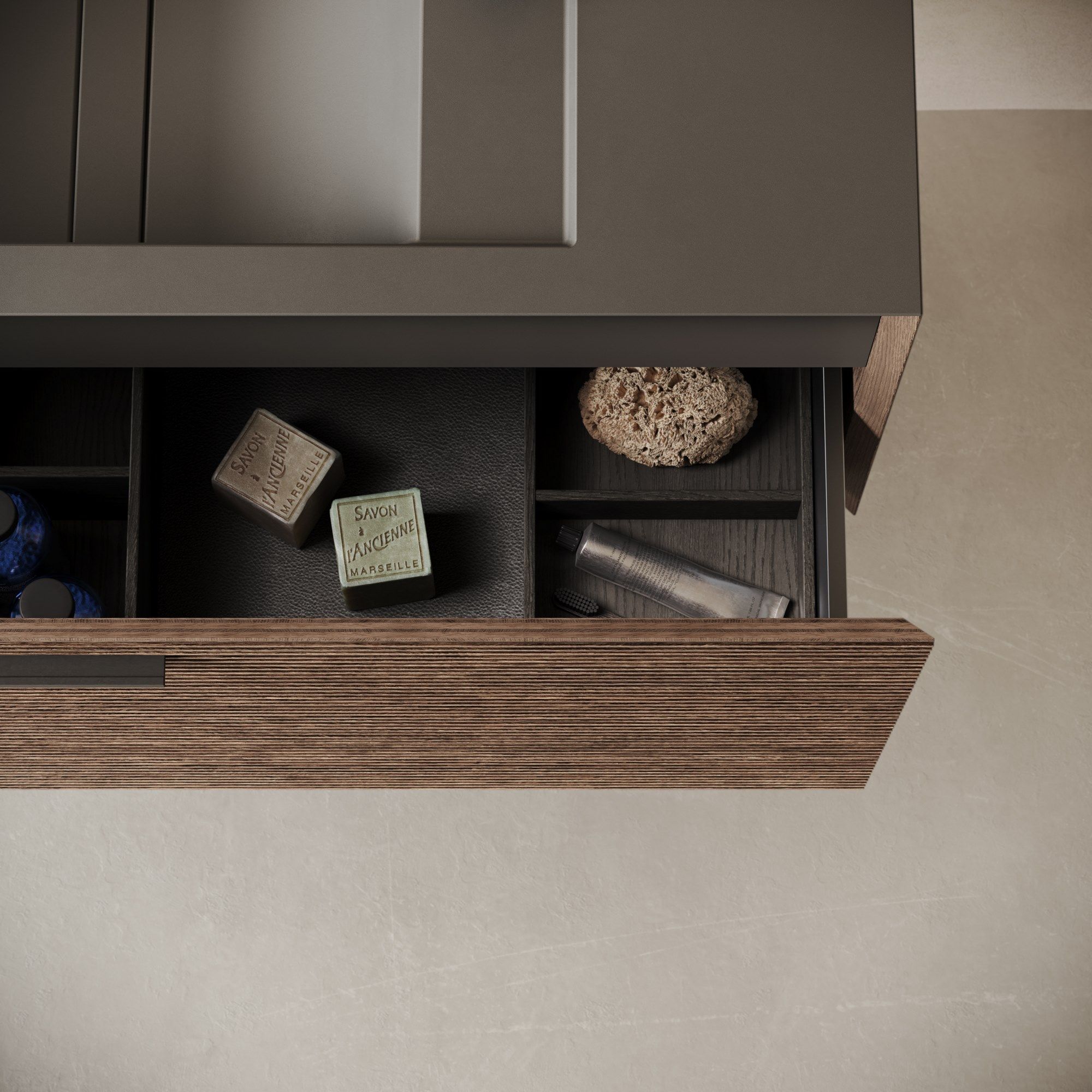 Деревянный подвесной двойной умывальник с ящиками Inbani решетки ARCH-00123408 - Вид №4