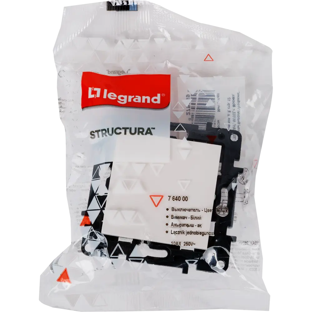 Выключатель встраиваемый 1 клавиша Legrand Structura 10А 250В безвинтовые зажимы белый STLM-2162545 - Вид №4