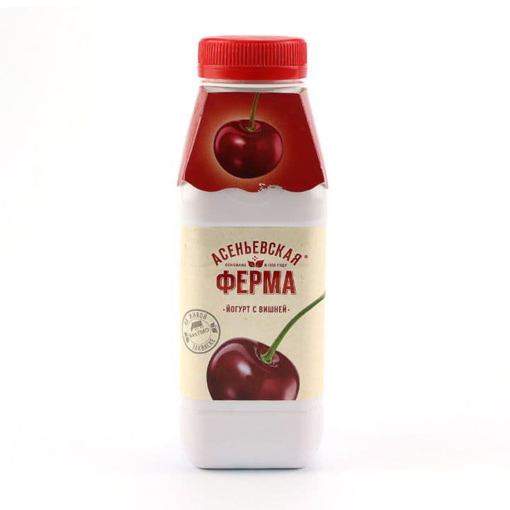 Йогурт питьевой вишня 1,5% Асеньевская ферма БЗМЖ 330 г Santreyd 2200