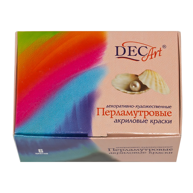 22-6.40-50 Краска акриловая перламутровые 6 цв. 40 мл Decart 