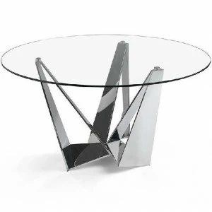 Обеденный стол круглый стеклянный с ножками хром 130 см CT2061R от Angel Cerda ANGEL CERDA  149978 Прозрачный;хром
