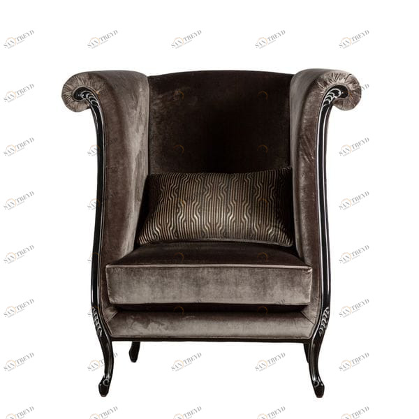 Кресло каминное серое с высокой спинкой и ушами Fiore UNICO ДИЗАЙНЕРСКИЕ 249019 Серый 