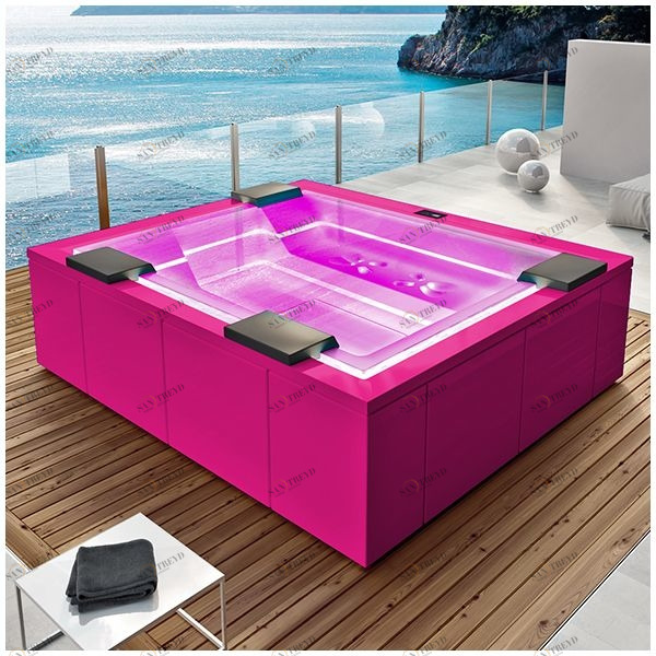 Бассейн Gruppo Treesse Zen SPA-V202H-R прямоугольный spa с гидромассажем аэромассажем встроенный розовый SPAV202HR