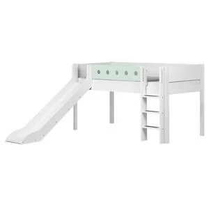 Кровать Flexa White с горкой, 190 см, белая с мятным