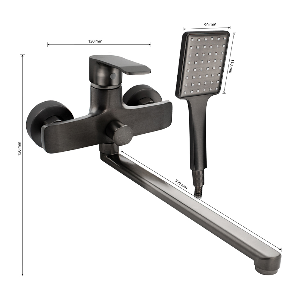 GFmark - Смеситель в ванную, длинный излив, шаровый, с дивертором на корпусе, ТИТАН, код: 5170  - Вид №2