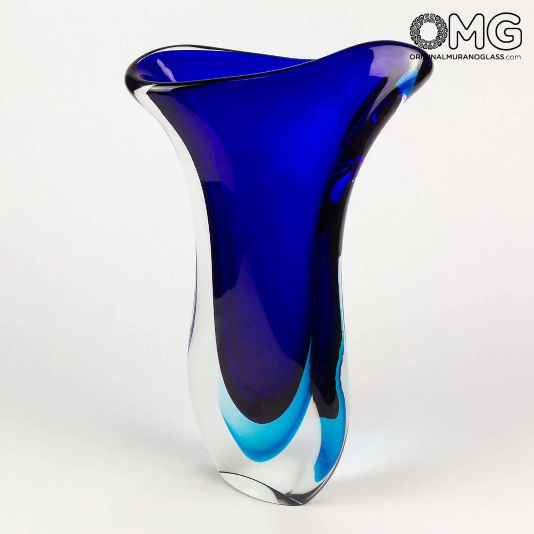 2881 ORIGINALMURANOGLASS Ваза Кобра - насыщенный синий - соммерсо - Original Murano Glass OMG 23 см  - Вид №1