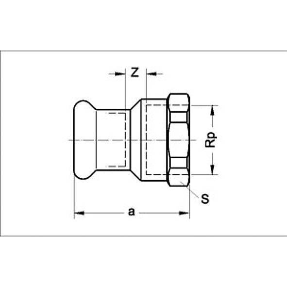 11127054112 SANHA 11270G пресс-фитинг газ, бронза, муфта переходная ВПр-ВР 54x11/2 мм  - Вид №1