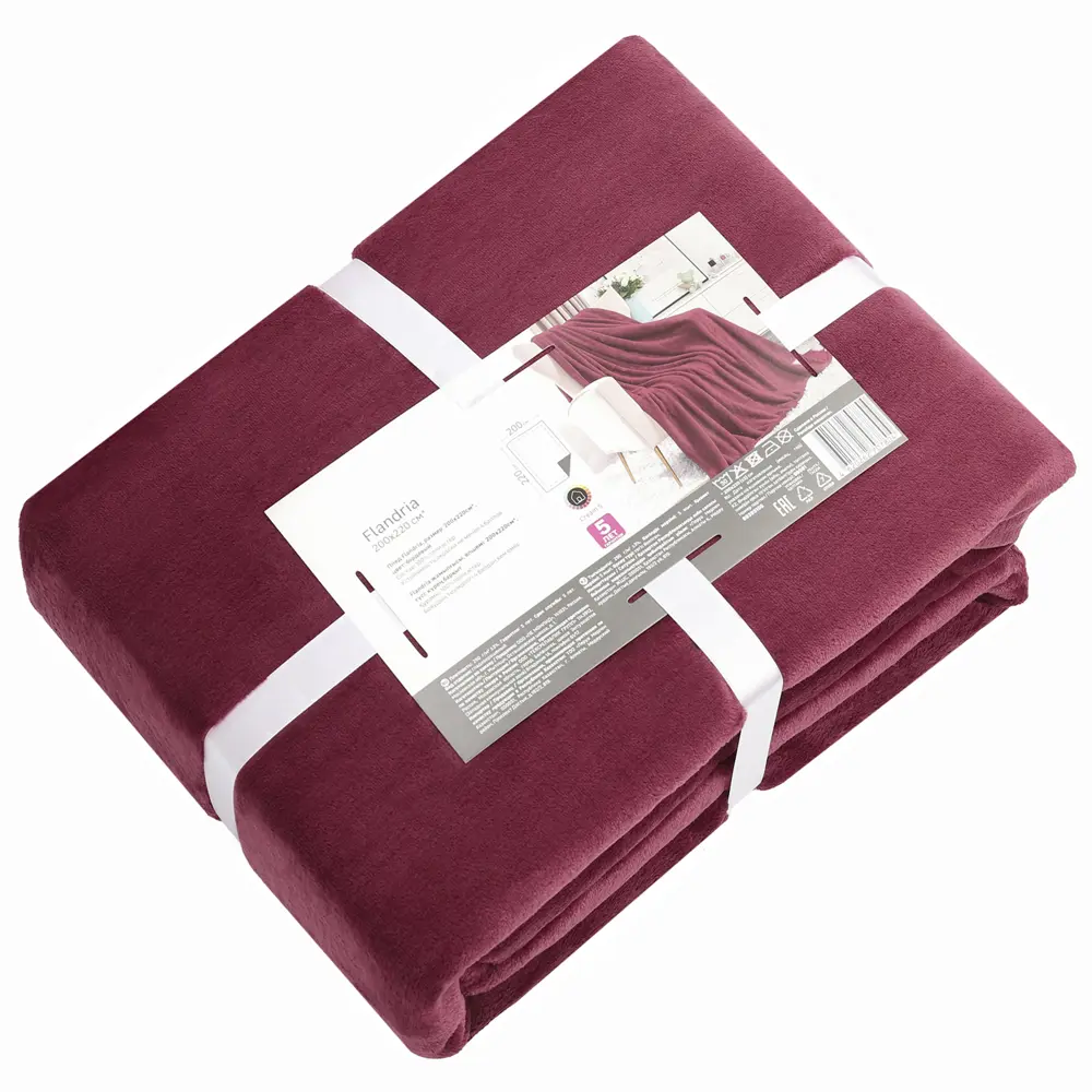 Плед Flandria 200x220 см микрофибра цвет темно-бордовый Santreyd STLM-2146975 - Вид №2