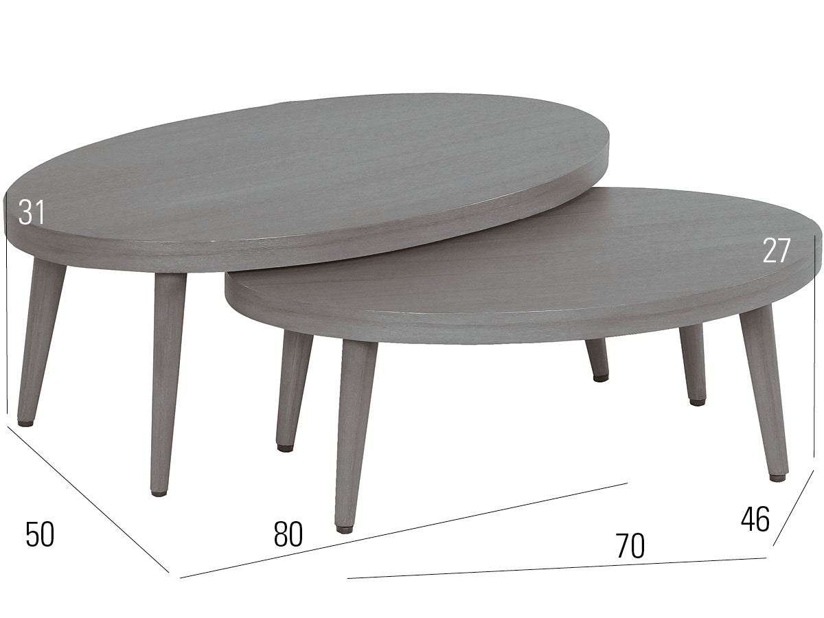 72.00.0576 Журнальный столик Iconic Stone Grey, набор из 2 круглых Mbm  - Вид №1