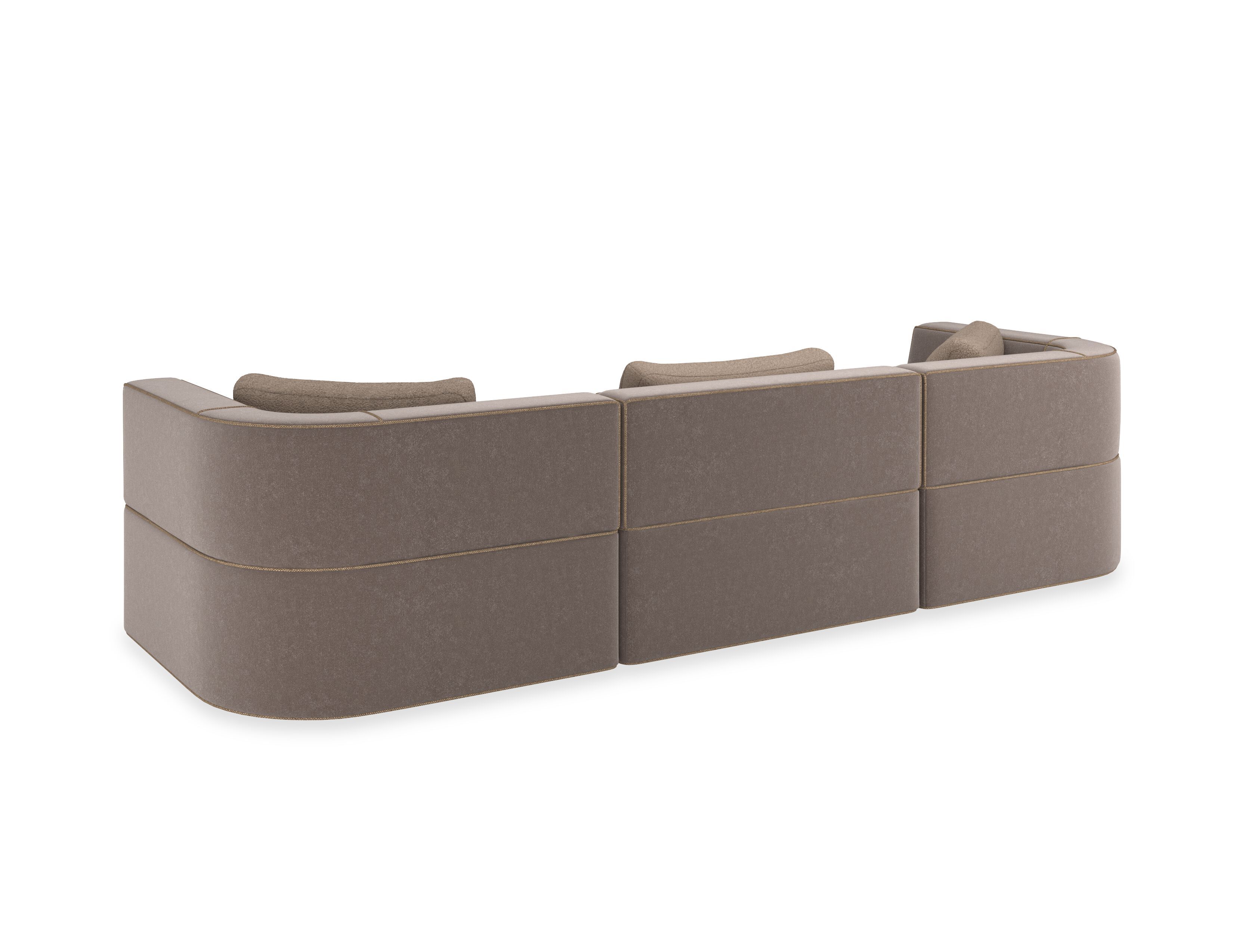 3-местный модульный линейный диван из нубука Caracole Марбелья ARCH-00022597 - Вид №4