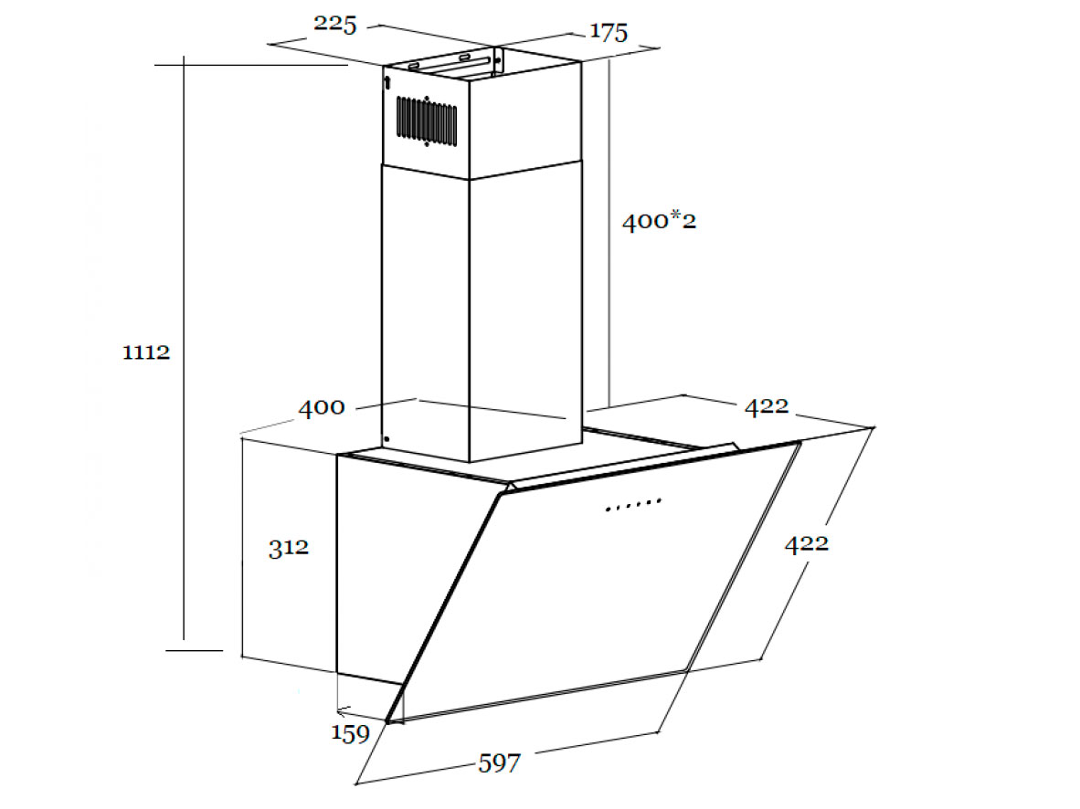 9145467 Вытяжка наклонная SCHTOFF UNO 60 белый STDN-0064730 - Вид №1