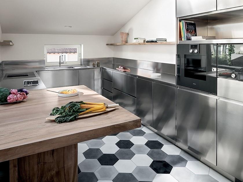 ABIMIS Кухня из нержавеющей стали на заказ с островом Atelier sun-id-1502875 - Вид №12