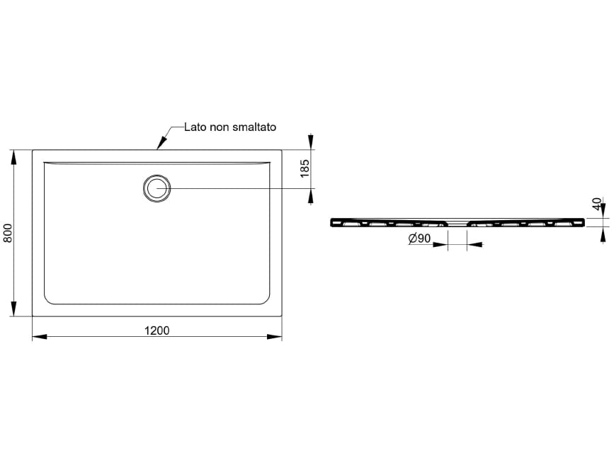 Керамический нескользящий прямоугольный поддон для душа Ceramica Dolomite SQUASH ARCH-00046905 - Вид №16