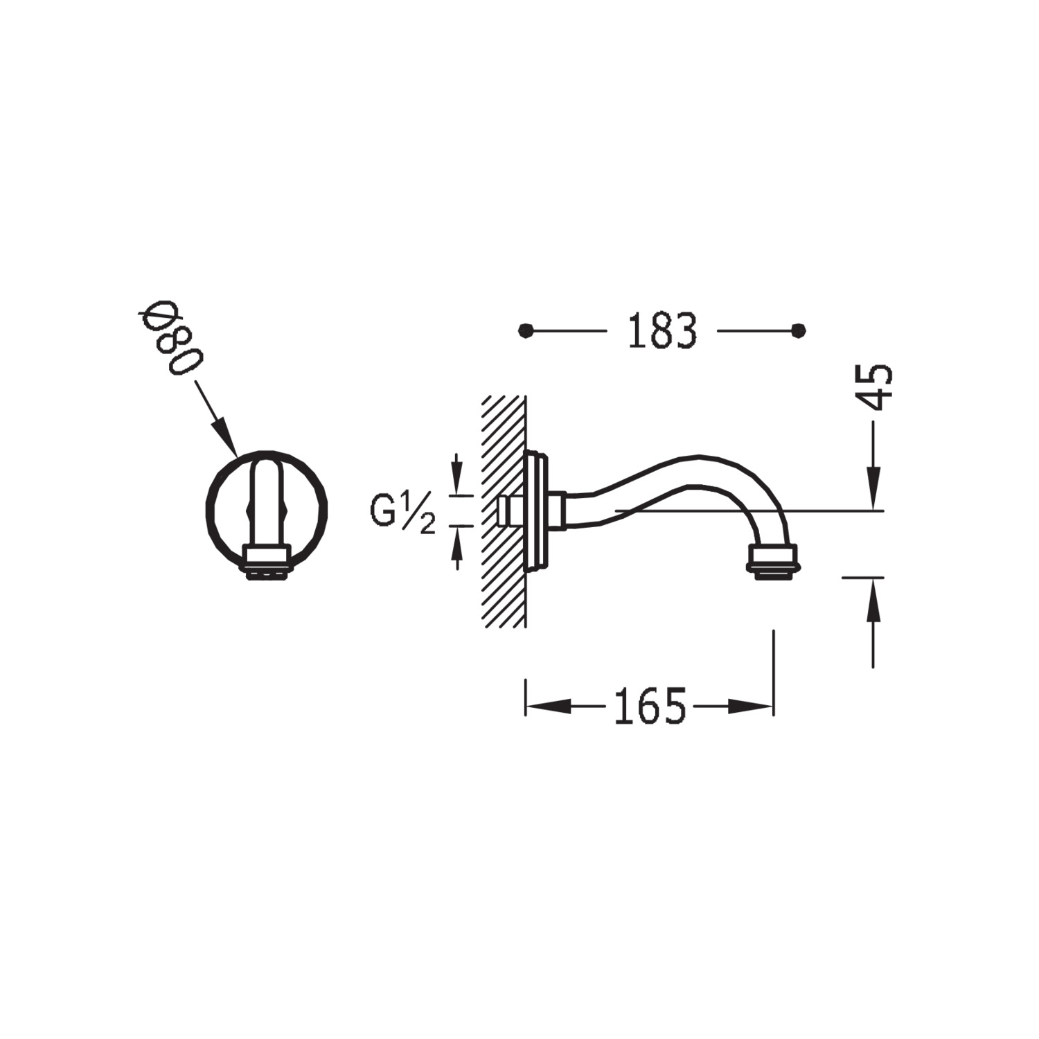 Фиксированный настенный излив TRES CLASIC-24217302AC TRES  - Вид №1