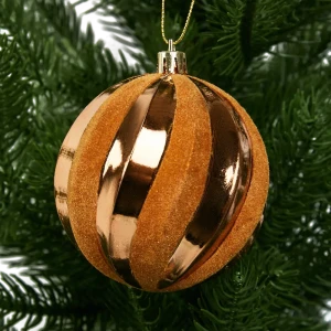 87036425 Елочное украшение Шар с объемным узором Christmas ø7.8 см цвет коричневый STLM-1354002