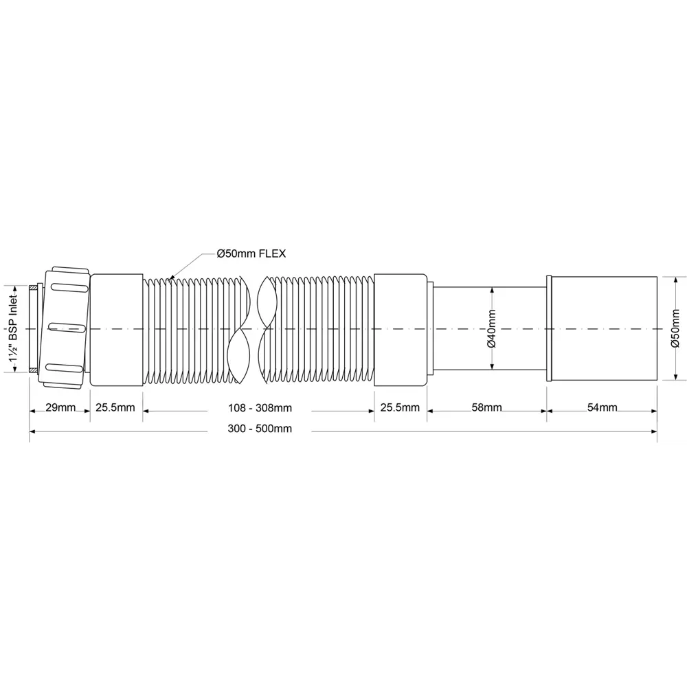 Гофрированная раздвижная труба McALPINE 40/50мм 500 мм для канализации 82422807 STLM-0808930 - Вид №3