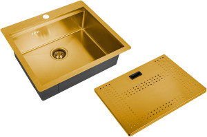 Мойка кухонная ZorG Master N ZM N-5952 BRONZE из нержавеющей стали с накладкой, бронза