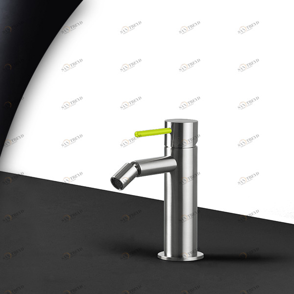 Смеситель для биде сталь матовая с зеленой ручкой Toki Radomonte TKS4SCIL13