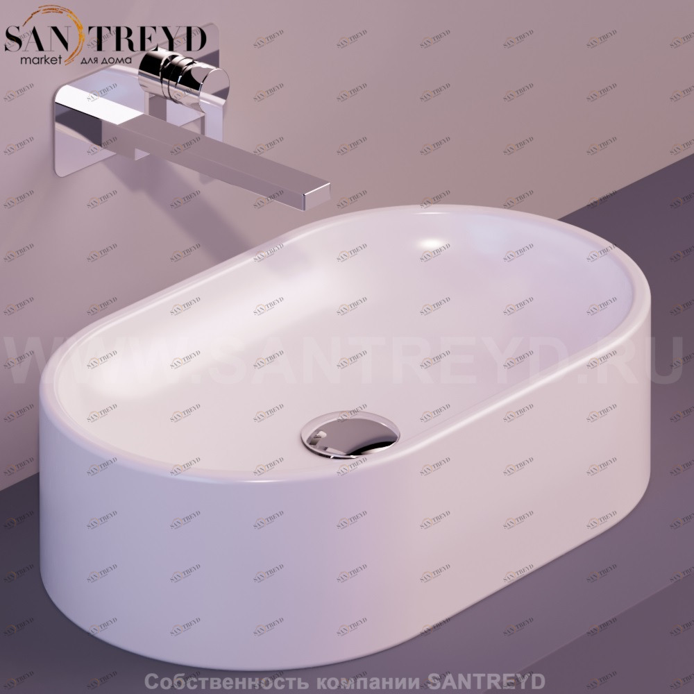 FL13BIANCO Накладная раковина на столешницу  овальная Simas Flow