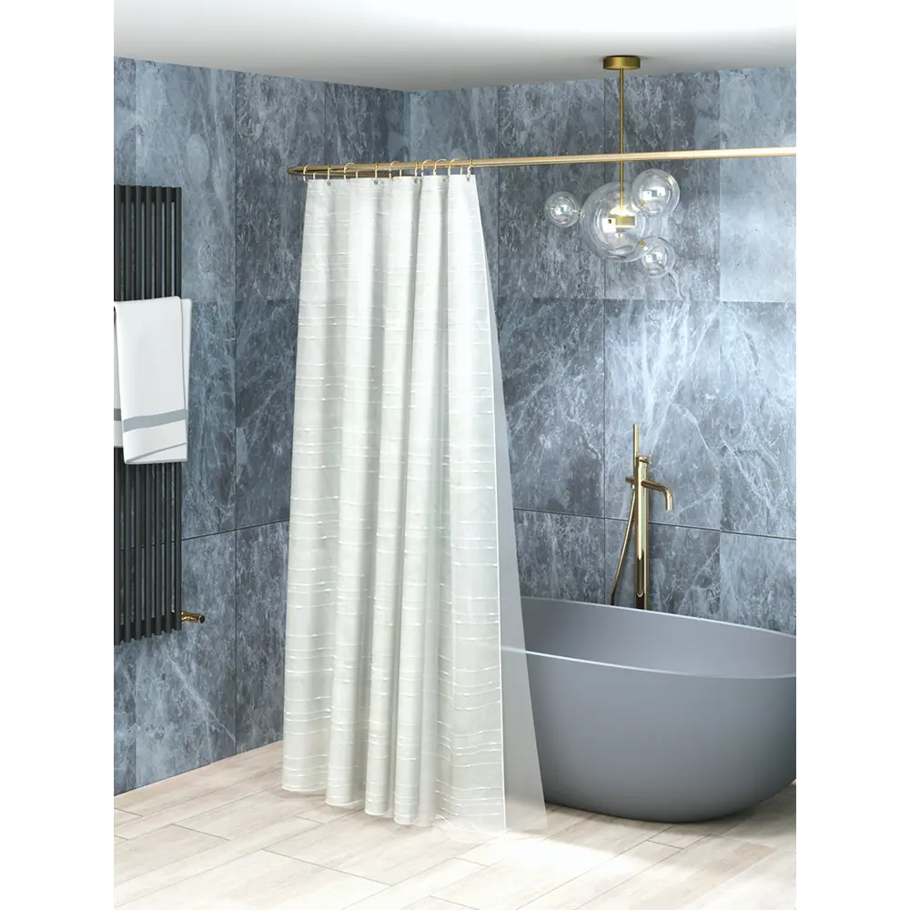 Штора для ванной 180x200 бриз белый пэс Santreyd STLM-2008510