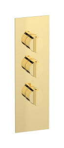 Комплект наружных частей термостата на 2 потребителей - вертикальная прямоугольная панель с ручками Hey Joe WE ARE IB eua211iinhj Pale Gold Aqua