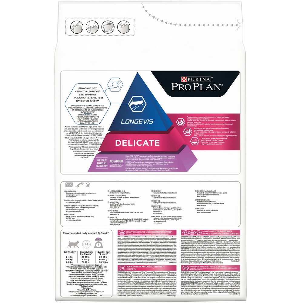 ПР0059671 Корм для кошек для пожилых с чувствительным пищеварением, индейка сух. 3кг Pro Plan  - Вид №6