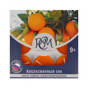 1300908 Свеча чайная 100 г 9 шт. Апельсиновый Сок РСМ