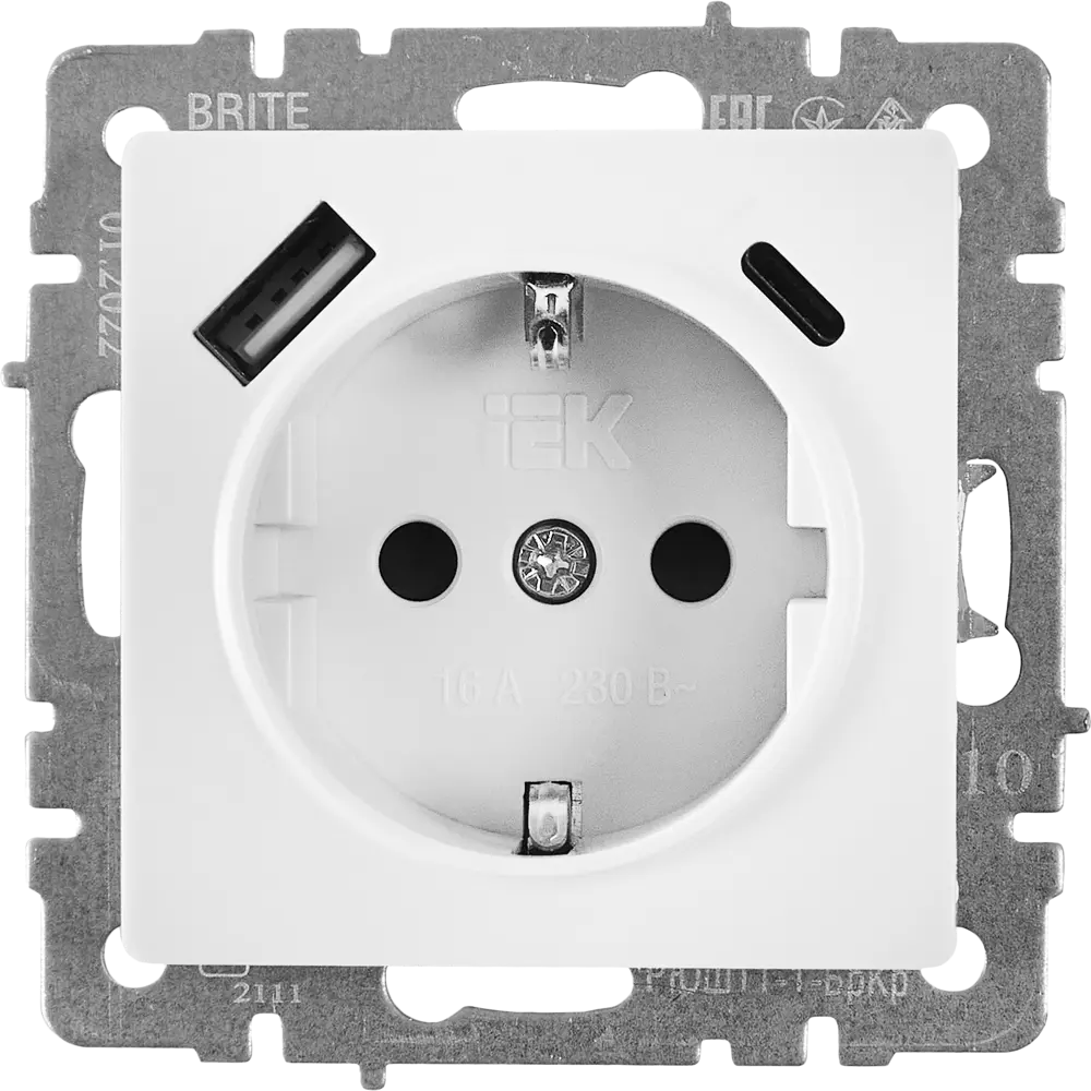 Розетка USB IEK Brite для скрытого монтажа с заземлением 87761533 STLM-1102712