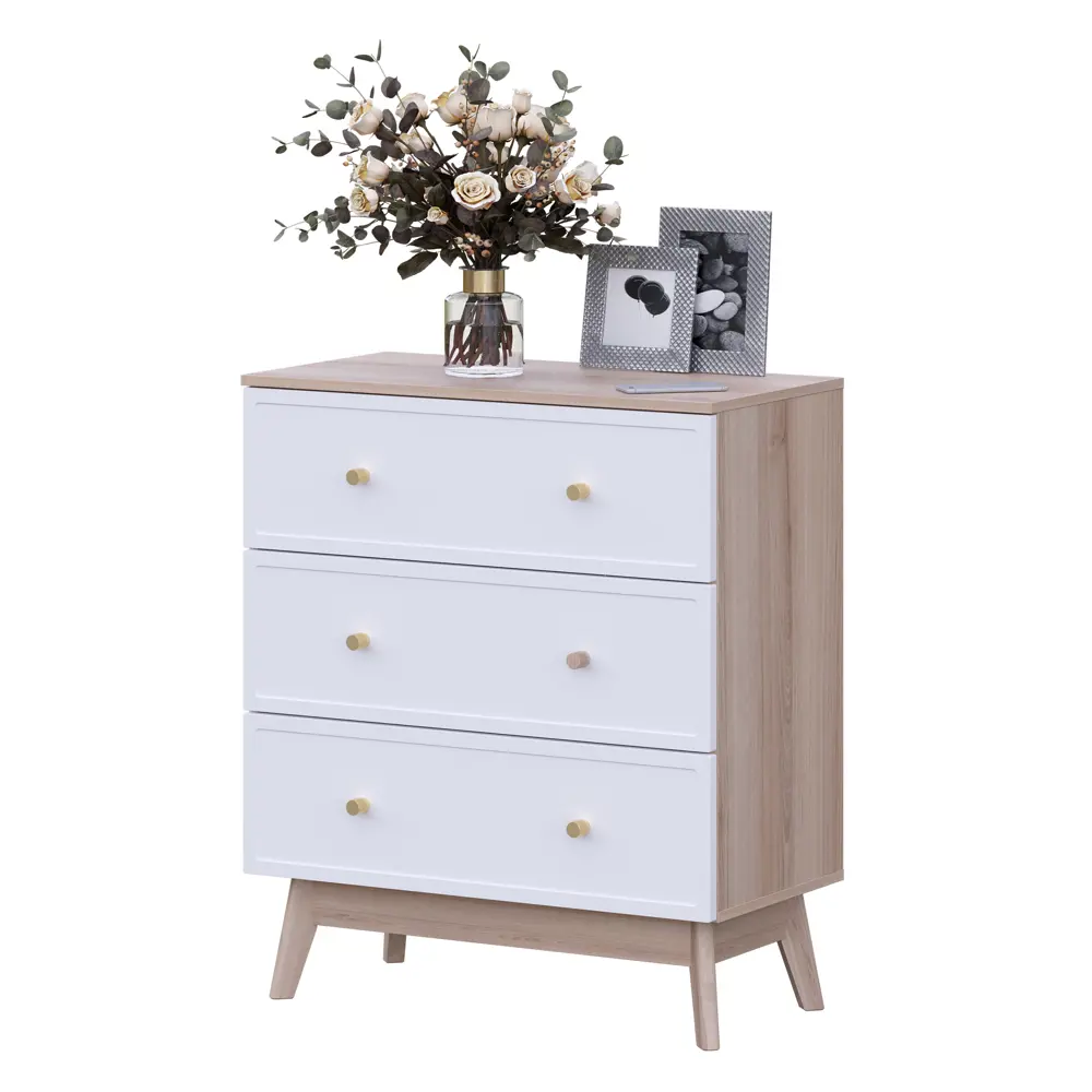 Комод KONSENSA Амьен 3 ящика 80x94x41.7 см ЛДСП цвет белый/коричневый Лион STLM-2066479 - Вид №10