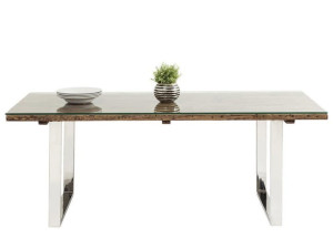 Прямоугольный обеденный стол из дерева и стекла