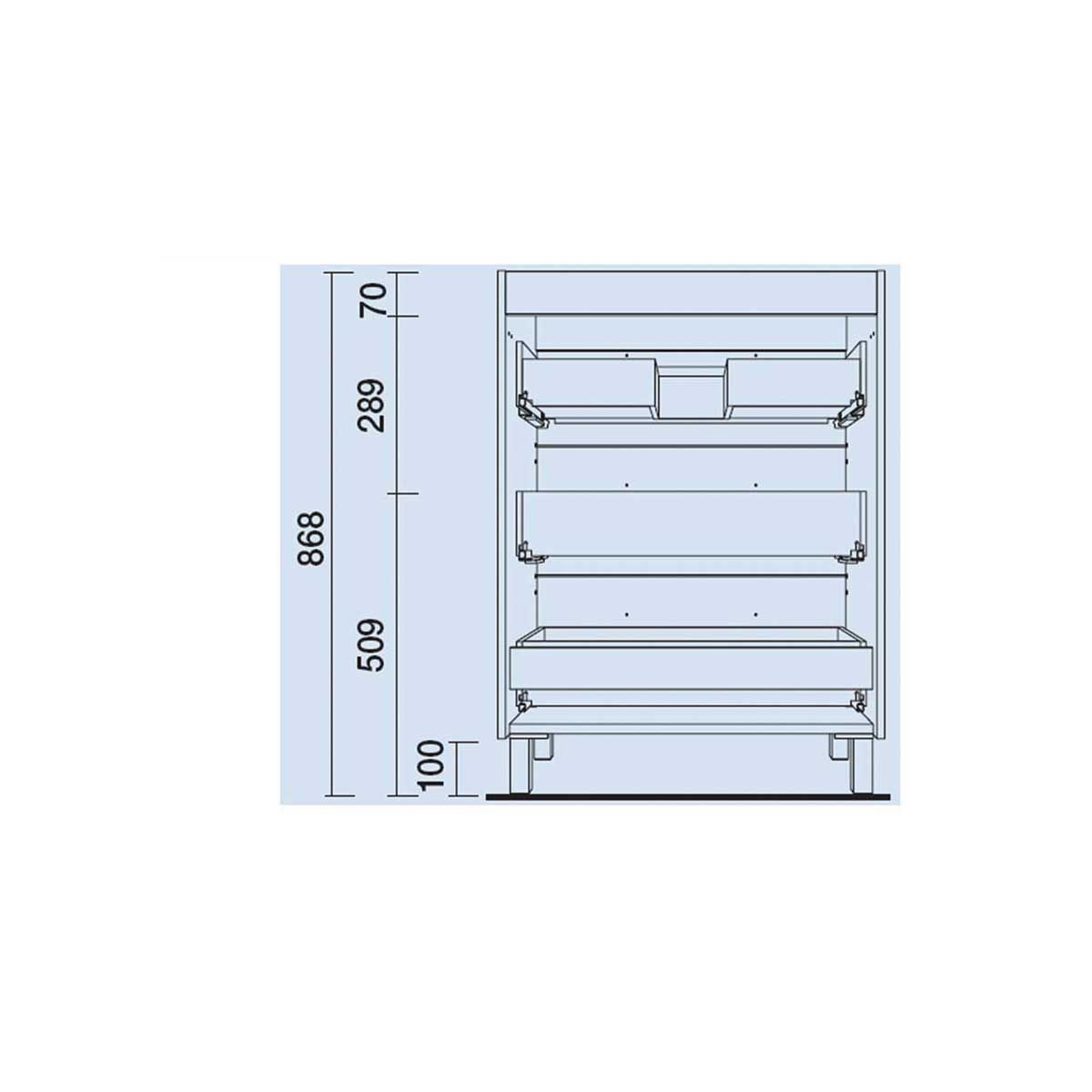 23246 SALGAR Мебель для умывальника FUSSION CHROME 800 3 ящика GLOSS WHITE 797 x 868 x 450 мм Глянцевый белый - Вид №3