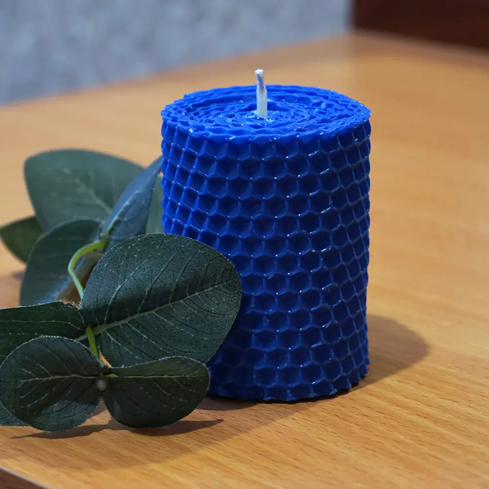 Свеча вощинная цилиндр синяя 5x6.5 см EVIS STLM-2055774 - Вид №3