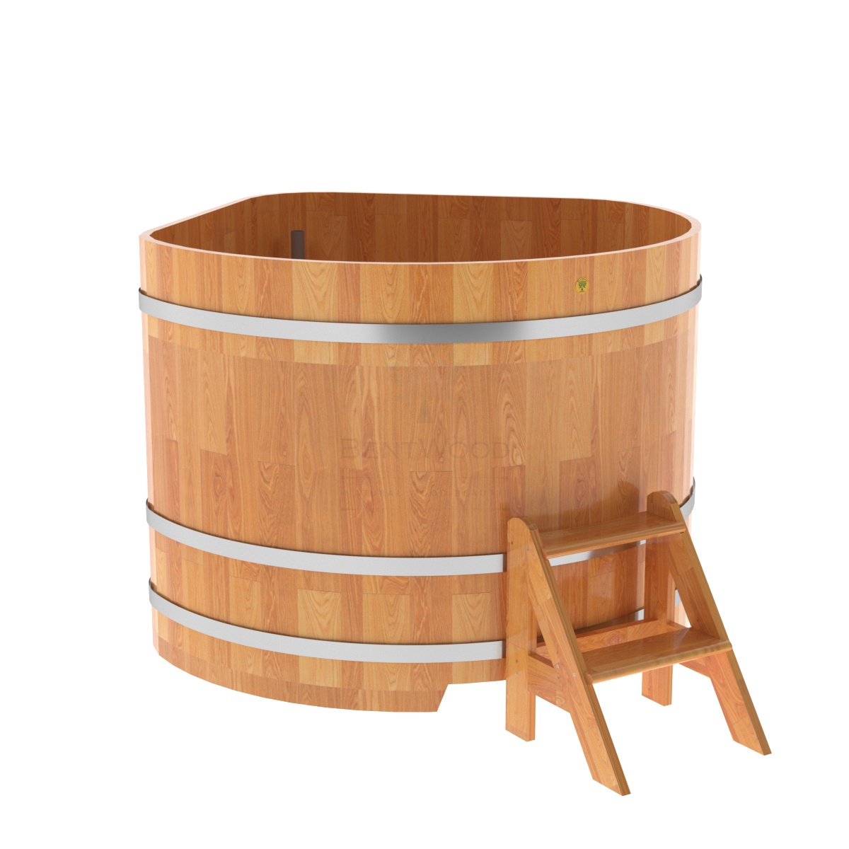 1584 Купель угловая из сращенных ламелей лиственницы 1,37х1,37х1,1 натуральная Alyarus 