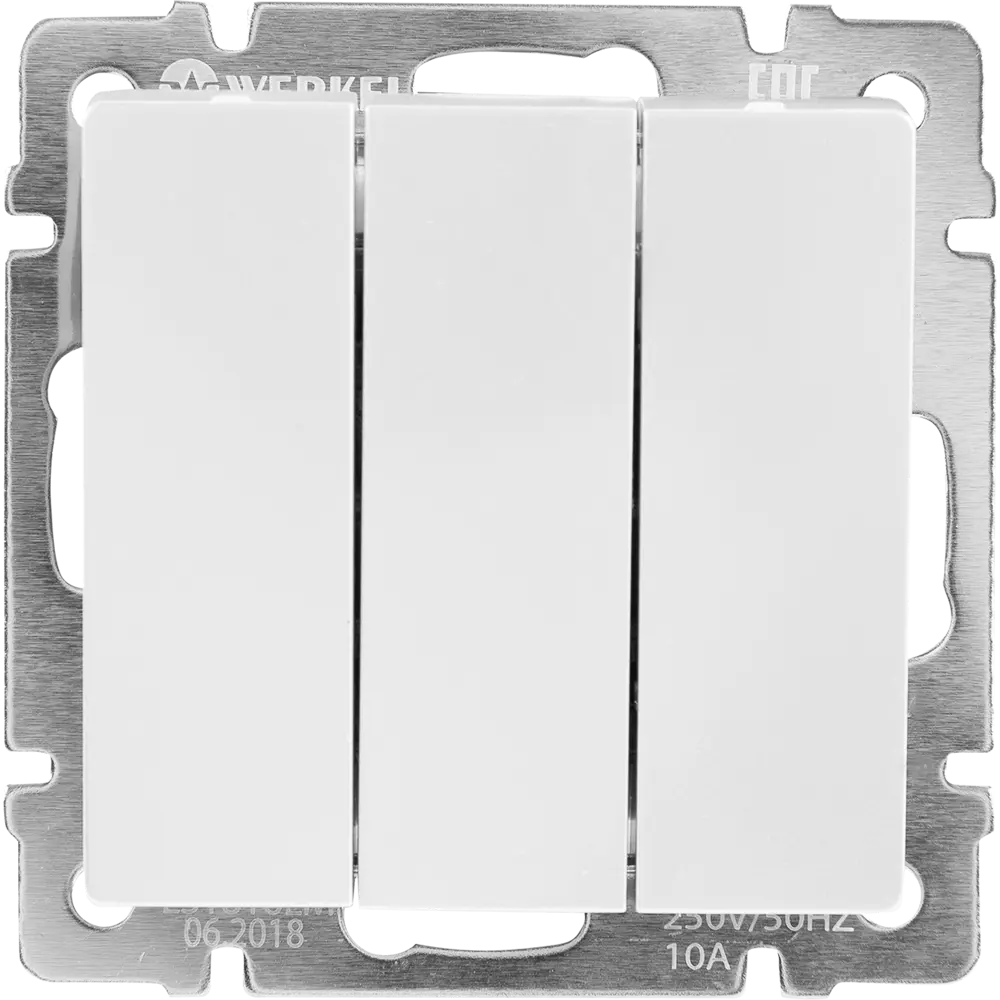 Выключатель встраиваемый Werkel 3 клавиши, цвет серебряный Встраиваемые механизмы STLM-2186802