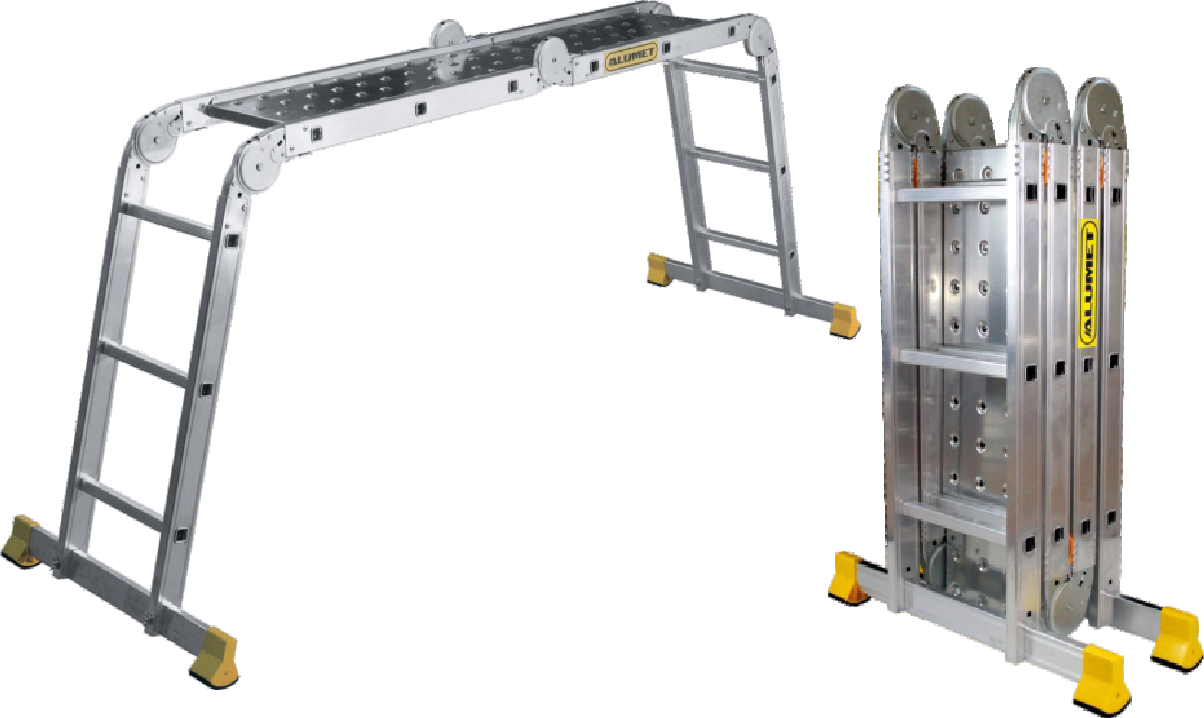 Алюминиевая профессиональная четырехсекционная шарнирная универсальная лестница (трансформер) T433SP