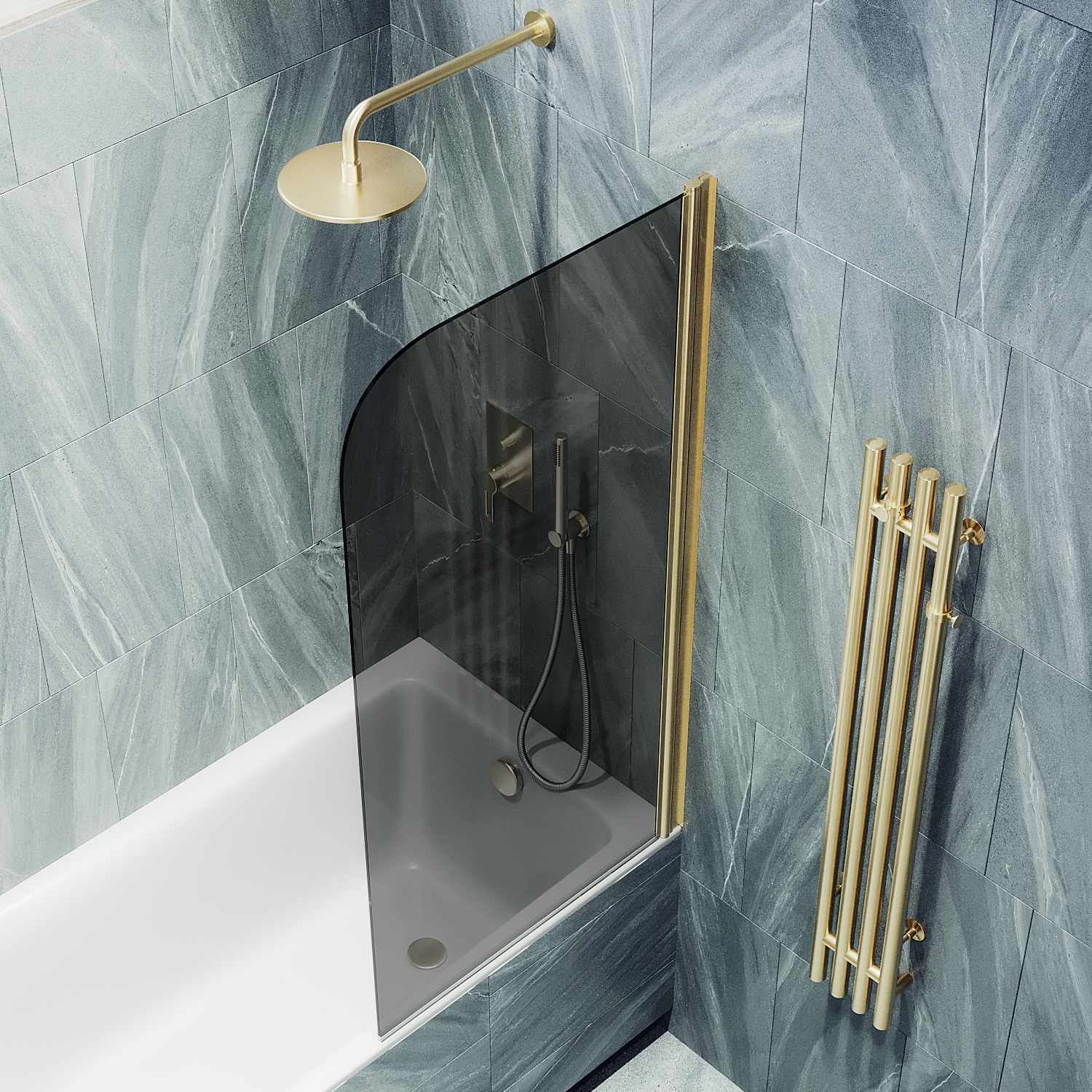 Шторка для ванны поворотная на монопетле ST-608-3 Public Steel