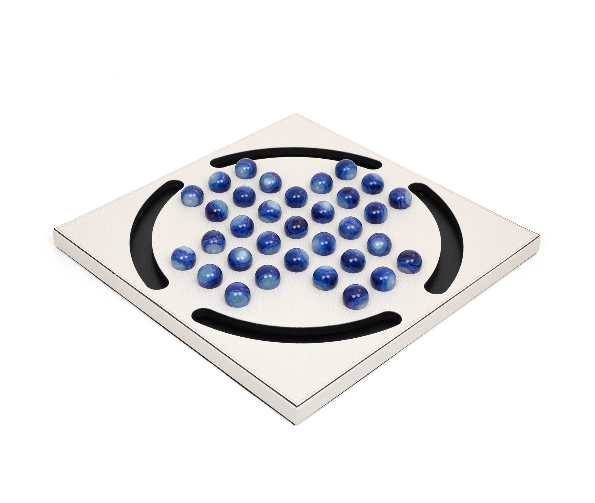 Пасьянс «Колышек» с синими пешками - 39X39XH2,5 см / Grained-Leather_earth Pinetti 00.1033.029.049