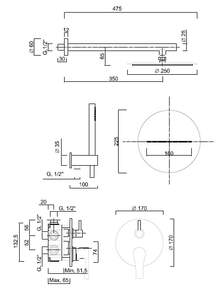 Набор для душа с душем Rubinetteria Giulini Ego ARCH-00091085 - Вид №2