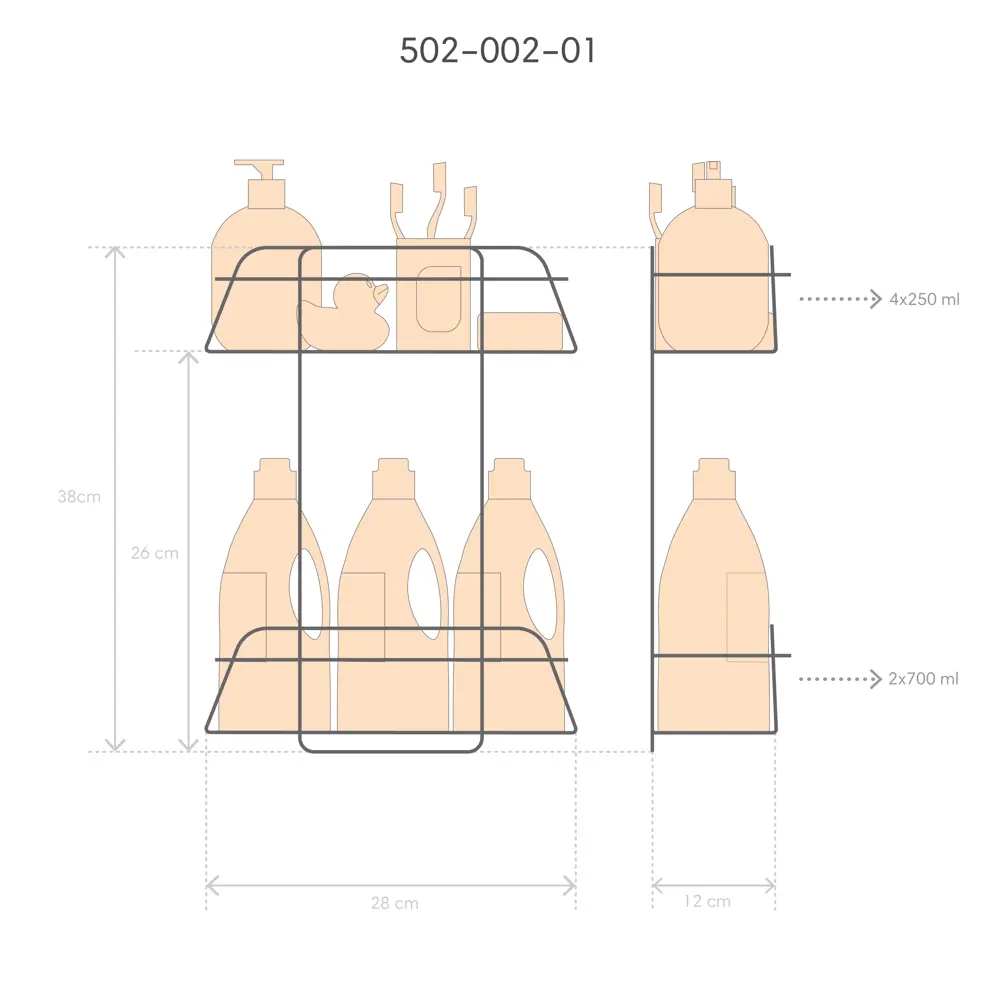 Полка двухъярусная прямая 28х12х38 см цвет хром Santreyd Модулус STLM-2143557 - Вид №8