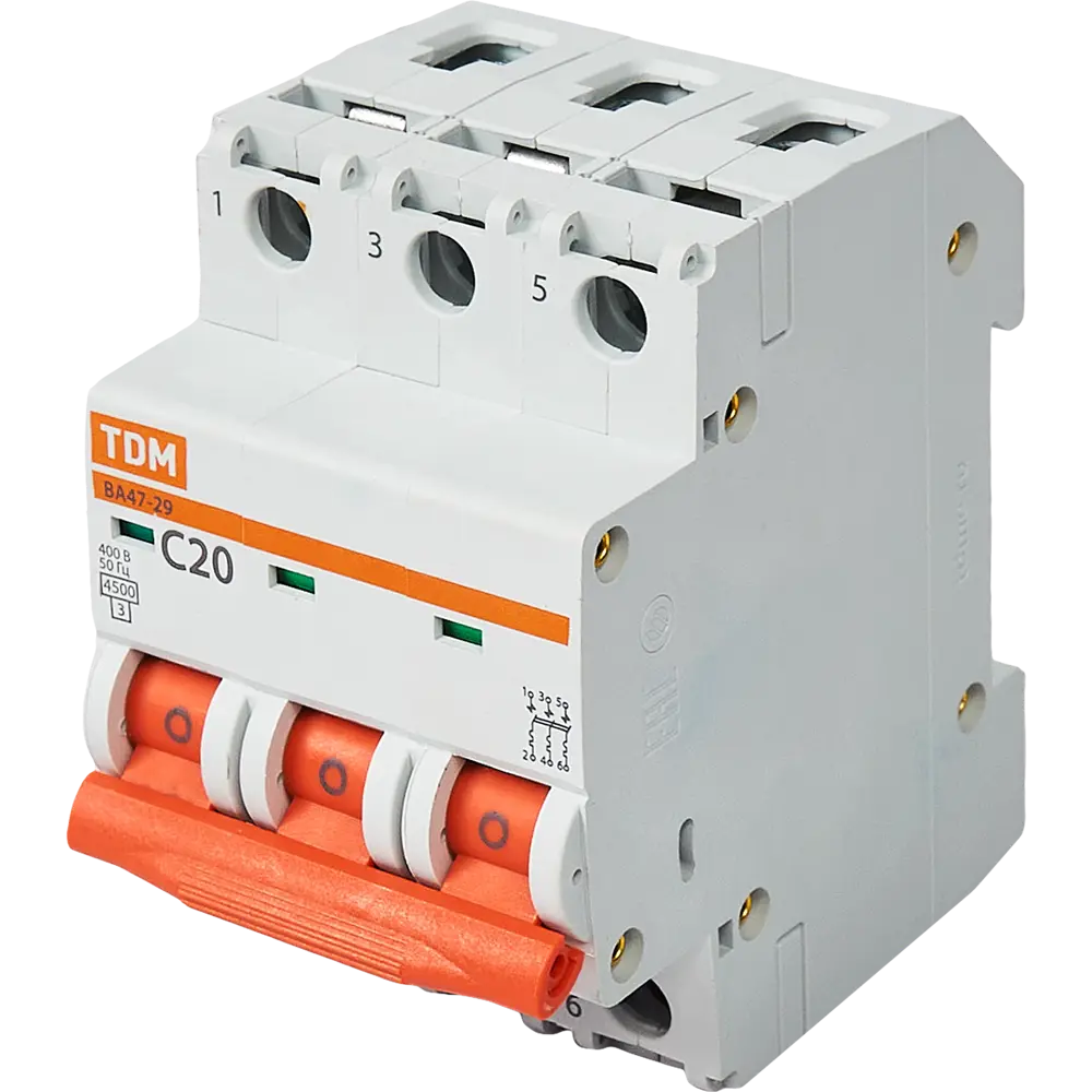 Автоматический выключатель TDM Electric ВА47-29 3P 20А для защиты электросети 84399521 STLM-0049294