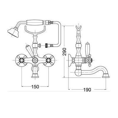 Смеситель для ванны с душем хром Arcadia BN.ARC-8302CR Bugnatese 5457 - Вид №1